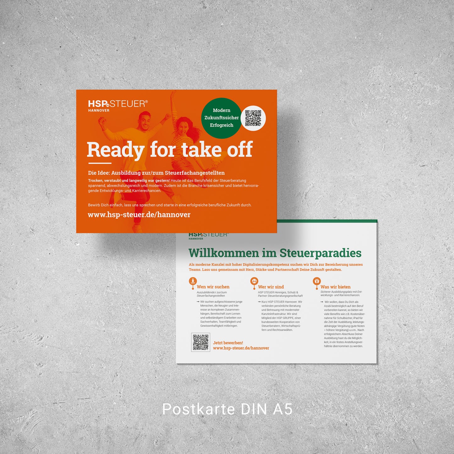 Postkarten/Flyer zur Unterstützung der Suche von Auszubildenden