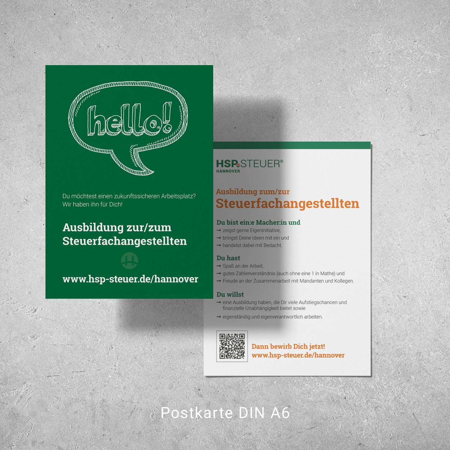 Postkarten/Flyer zur Unterstützung der Suche von Auszubildenden