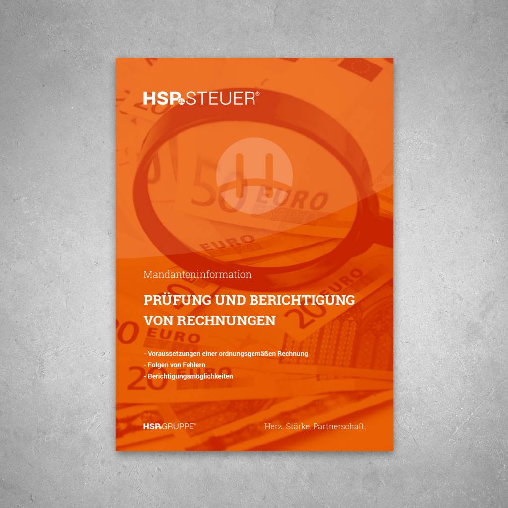 Mandanteninformation "Prüfung und Berichtigung von Rechnungen"